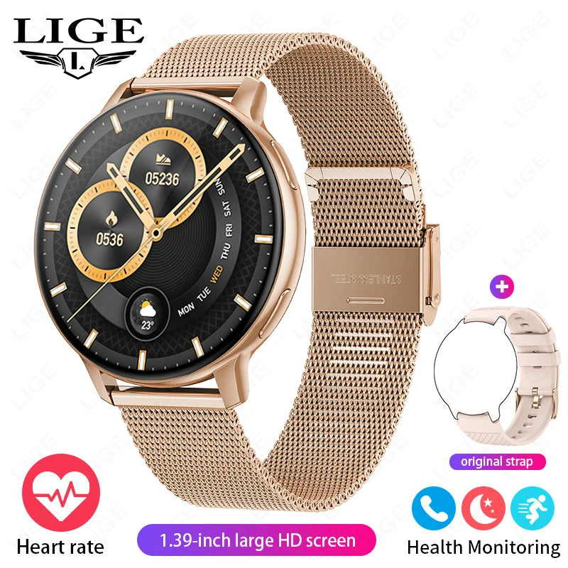 LIGE Bluetooth Call Smartwatch (Steel) – Heart Rate & Fitness Tracker (Android & iOS)